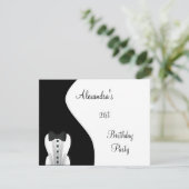 Invitation Cravate noire 21e fête d'anniversaire Noir & Blanc (Debout devant)