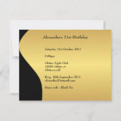 Invitation Cravate noire 21e fête d'anniversaire Noir & Or (Dos)