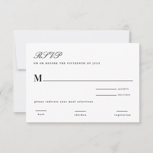 Invitation Cravate noire classique Mariage noir blanc (Devant)