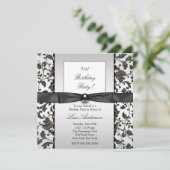 Invitation Cravate noire Damask Femmes 21e fête d'anniversair (Debout devant)