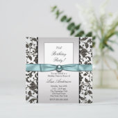 Invitation Cravate noire Damask Femmes fête d'anniversaire (Debout devant)