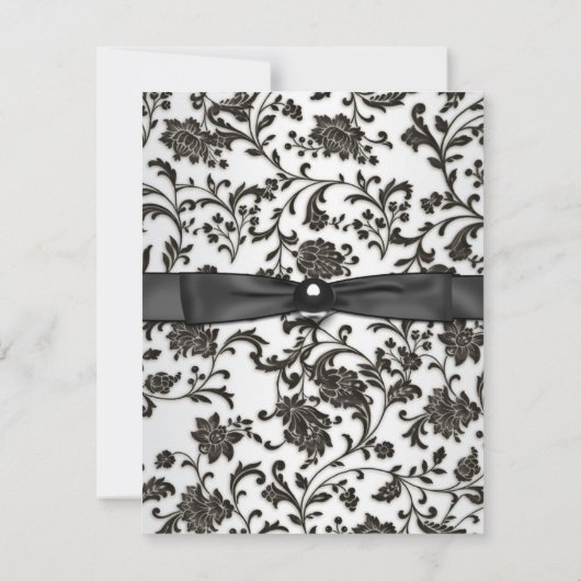 Invitation Cravate noire Damask Femmes fête d'anniversaire (Dos)