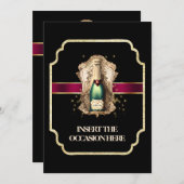 Invitation Cravate noire de retraite vin mousseux d'anniversa (Devant / Derrière)