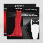 Invitation Cravate Noire Dîner d'entreprise (Devant / Derrière)