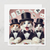 Invitation Cravate noire, drôle d'anniversaire de chat, chat (Devant / Derrière)