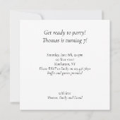 Invitation Cravate noire, drôle d'anniversaire de chat, chat (Dos)