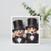 Invitation Cravate noire, drôle d'anniversaire de chat, chat (Debout devant)