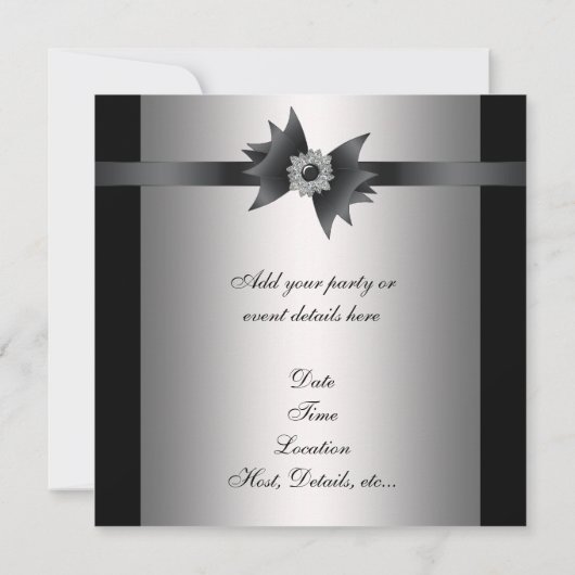 Invitation Cravate noire en argent noir bleu (Dos)