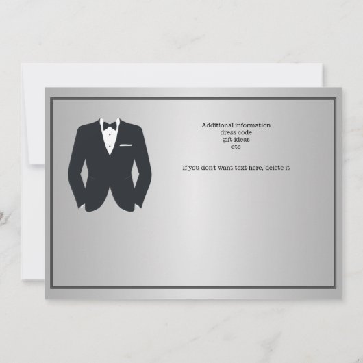 Invitation Cravate noire en argent officiel Tuxedo Retraite P (Dos)