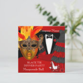 Invitation Cravate Noire Entreprise Formelle Masquerade Ball (Debout devant)