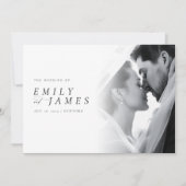Invitation Cravate noire moderne Mariage photo de luxe (Devant)