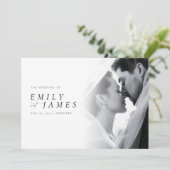 Invitation Cravate noire moderne Mariage photo de luxe (Debout devant)