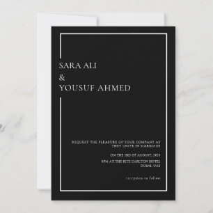 Invitation Cravate noire moderne minimaliste Script Mariage m