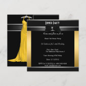 Invitation Cravate noire officielle Anniversaire Dîner Fête I (Devant / Derrière)