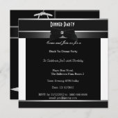 Invitation Cravate noire officielle Robe blanche Anniversaire (Devant / Derrière)