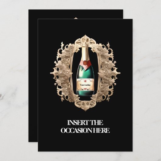 Invitation Cravate noire officielle vin mousseux étiquette ch (Devant / Derrière)