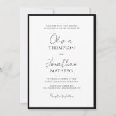 Invitation Cravate noire simple Mariage photo en blanc (Devant)