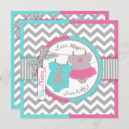 Invitation Cravate ou Tutu & Chevron Imprimer la partie de ré (Devant / Derrière)