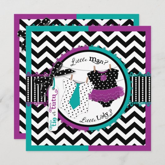 Invitation Cravate ou Tutu & Chevron Imprimer la partie de ré (Devant / Derrière)