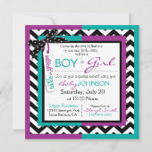 Invitation Cravate ou Tutu & Chevron Imprimer la partie de ré (Dos)