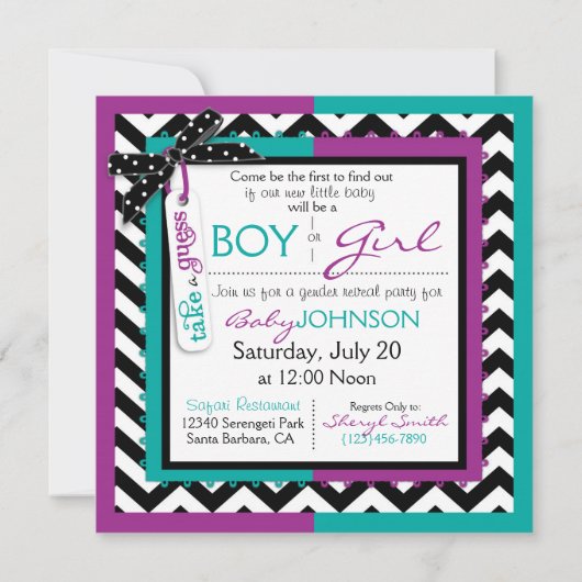 Invitation Cravate ou Tutu & Chevron Imprimer la partie de ré (Dos)