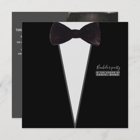 Invitation cravate-partie-bachelor-forhim-tuxedo-bow (Devant / Derrière)