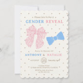 Invitation Cravate pois rose ruban Bleu Bow  Genre Révélation (Devant)