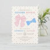 Invitation Cravate pois rose ruban Bleu Bow  Genre Révélation (Debout devant)