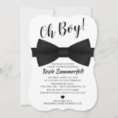 Invitation Cravate simple Bow noir et blanc | BABY SHOWER (Devant)