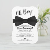 Invitation Cravate simple Bow noir et blanc | BABY SHOWER (Debout devant)