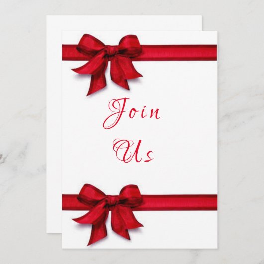 INVITATION **CRAVATE UN RIBBON ROUGE SUR VOTRE PARTI** NOËL (Devant / Derrière)