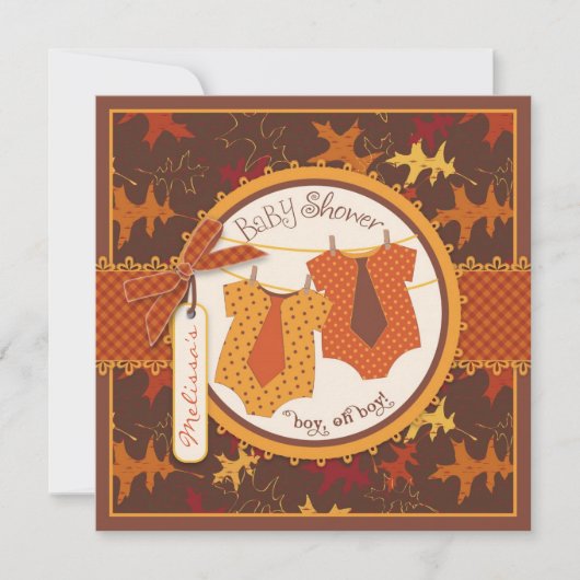 Invitation Cravates d'automne et feuilles d'automne Baby show (Devant)