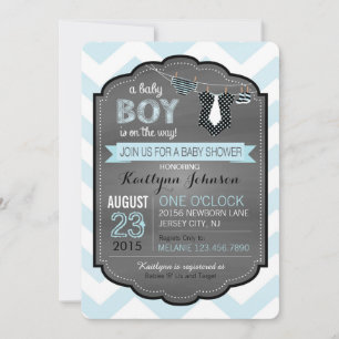 Invitation Cravates Diapeurs et Booties Baby shower Invitatio