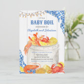 Invitation Crawfish Baby shower à ébullition de fruits de mer (Debout devant)