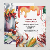 Invitation Crawfish Boil Birthday Party For Adults  (Devant / Derrière)