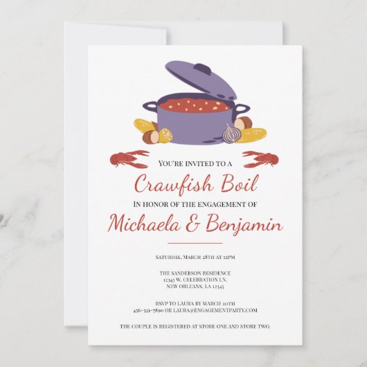Invitation Crawfish Boil Couples de douche (Devant)