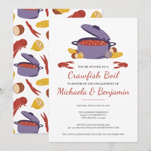 Invitation Crawfish Boil Couples de douche (Devant / Derrière)