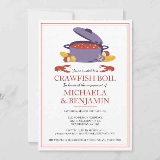 Invitation Crawfish Boil Couples de douche (Devant)