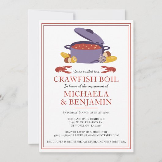 Invitation Crawfish Boil Couples de douche (Devant)