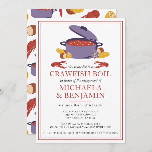 Invitation Crawfish Boil Couples de douche (Devant / Derrière)
