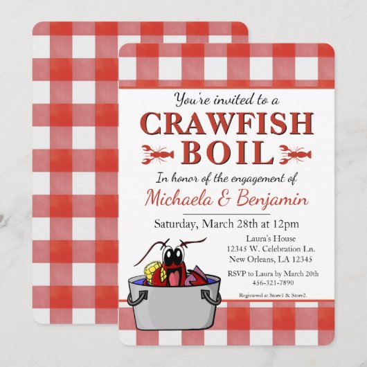 Invitation Crawfish Boil Couples de douche (Devant / Derrière)