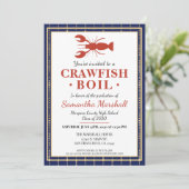 Invitation Crawfish Boil de fruits de mer Blue School Graduat (Debout devant)