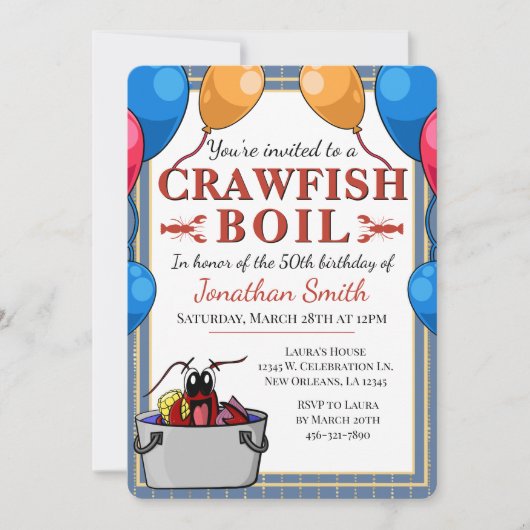 Invitation Crawfish Boil événement spécial Anniversaire (Devant)