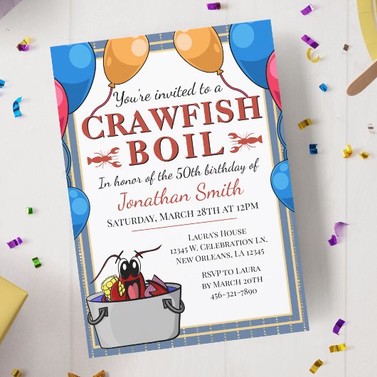 Invitation Crawfish Boil événement spécial Anniversaire