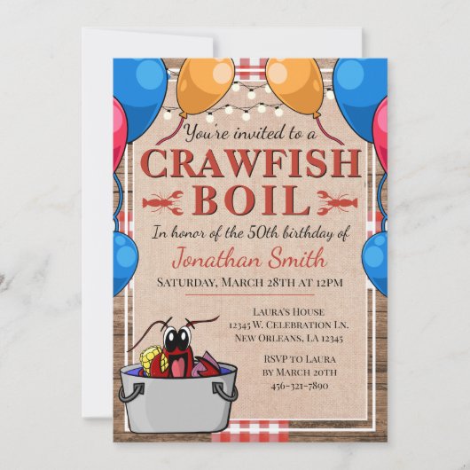 Invitation Crawfish Boil événement spécial Anniversaire (Devant)