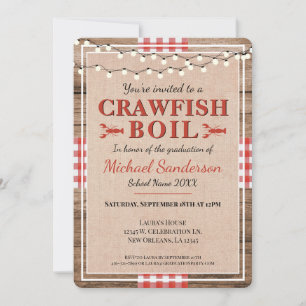 Invitation Crawfish Boil Graduation Parti rustique