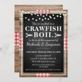 Invitation Crawfish Boil Homard Rustic Engagement Party (Devant / Derrière)