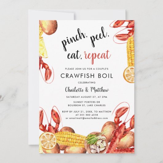 Invitation Crawfish Boil Script Engagement Party (Devant)