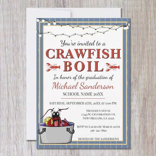 Invitation Crawfish Boil Special Event School Graduation 
