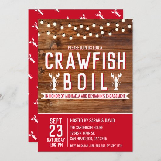 Invitation Crawfish Boire Special Event Party (Devant / Derrière)